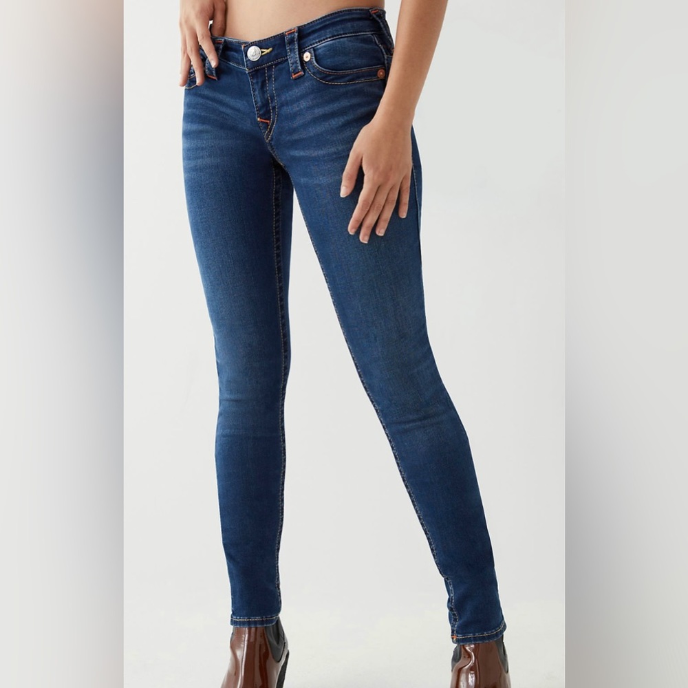 True Religion Stella dark wash low rise women’s skinny denim jeans size 26